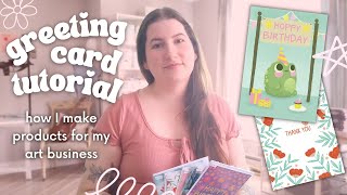 DIY Greeting Card Tutorial 🌸💌 How I make products for my art business
