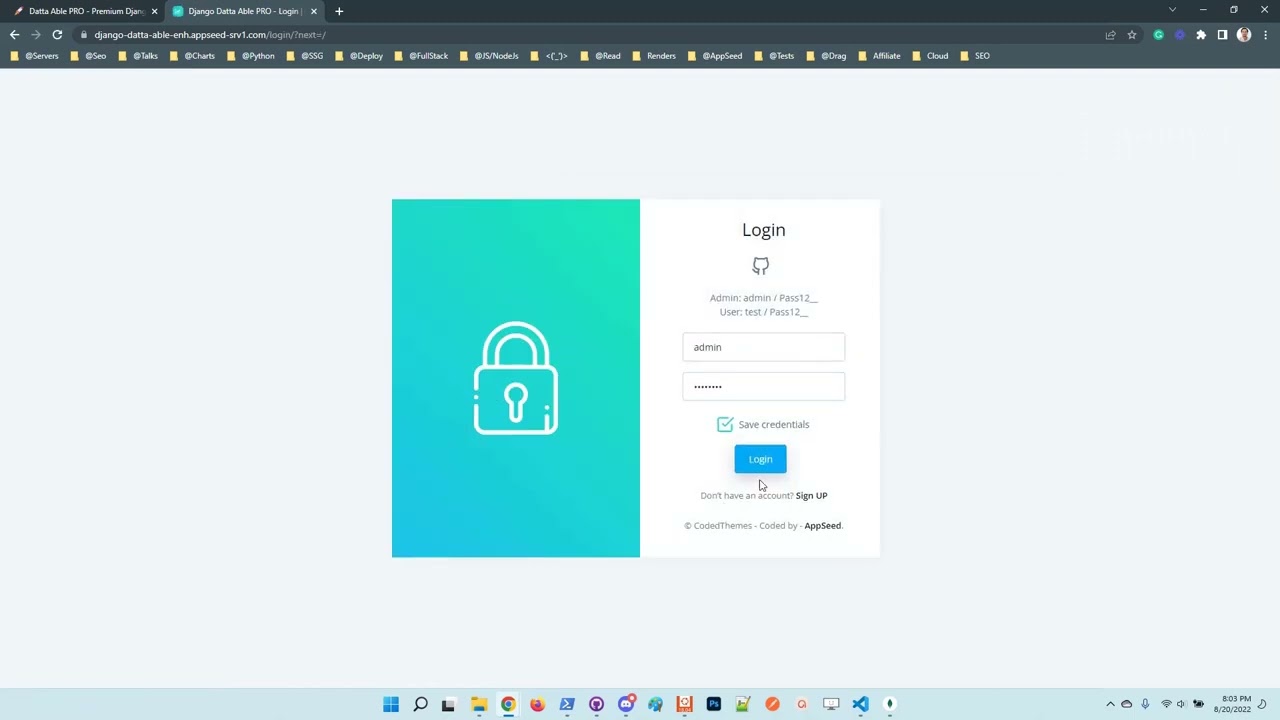 Django OAuth via Github - Datta Able PRO | AppSeed