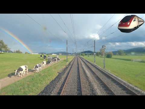 ★ 4K 🇨🇭 Zürich HB - St. Gallen ICN tilt train IC5 cab ride [09.2021] führerstandsmitfahrt
