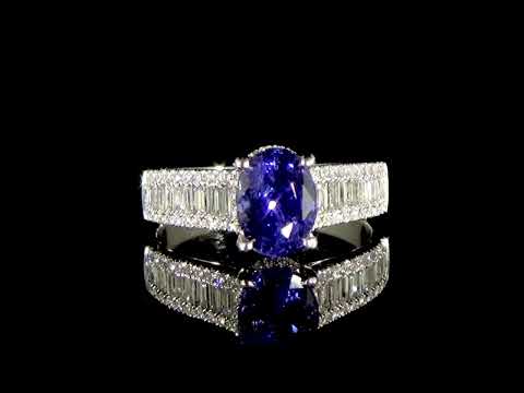 GIA Certified 2.13ct Oval Cut Sri-Lanan Blue Sapphire and Diamond Ring