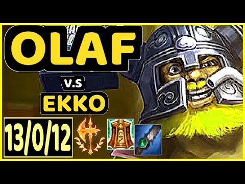 MALRANG (OLAF) vs EKKO - 13/0/12 KDA JUNGLE CHALLENGER GAMEPLAY - KR