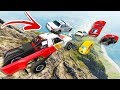 Throwing A Bunch Of Cars Off A Giant CLIFF Multi Car Cliff Crashes BeamNG Drive