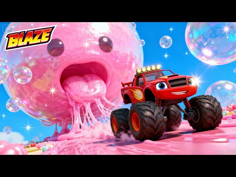 Blaze vs the Pink Bubble Beast – The Ultimate Sticky Battle!