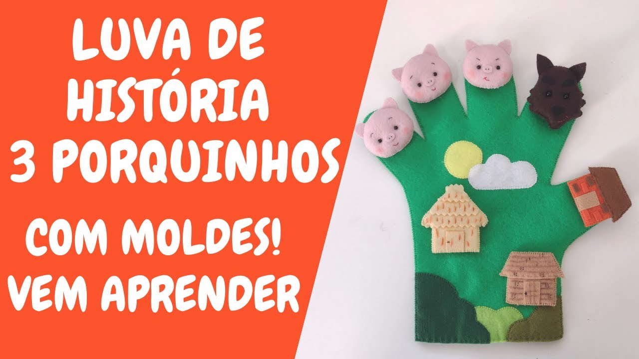 Luva Contação de Historia 3 Porquinhos