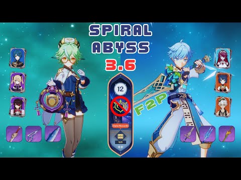 Spiral Abyss 3.6 Floor 12 - F2P 4 Stars Only (Sucrose Taser & Chongyun / Rosaria Reverse Melt)