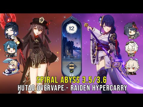 C1 Hutao Overvape and C0 Raiden Hypercarry - Genshin Impact Abyss 3.5 3.6 - Floor 12 9 Stars