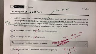 AP Stats Progress Check Unit 6 Part B
