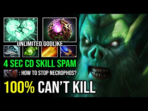 WTF 100% CAN'T KILL Unlimited Godlike 1v5 Final Raid Boss 4 Sec CD Skill Spam Necrophos Dota 2