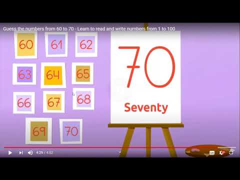 Numbers 60 to 70 - Math (Thrusday, August 20th 2020)