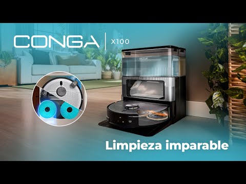 Robot aspirador Conga X100 20000Pa, base 4en1. IA con cámara. Mopas giratorias, Cepillo lateral. App