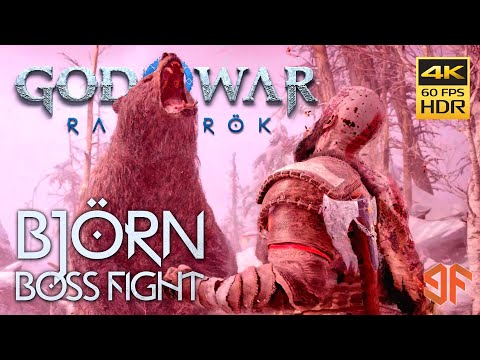 Bjorn boss fight (giant bear) - No HUD - God of War Ragnarok (4K HDR 60fps)