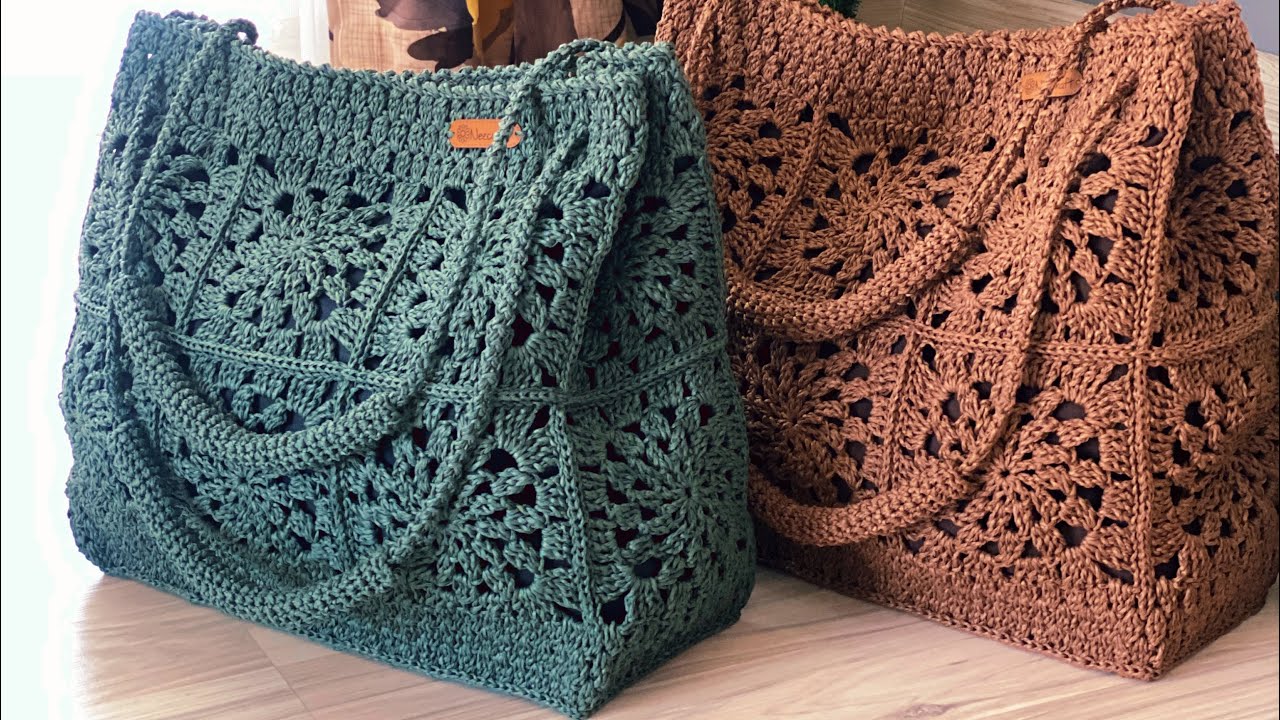 16 motifli çanta yapımı   #handmade #crochet #hasırçanta (tasarım bana ait değildir)
