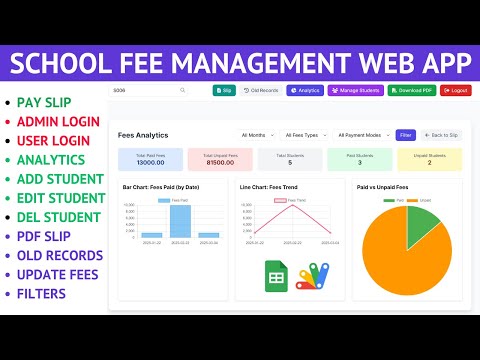 Fee Management System Using Apps Script | Fee Management Web App Admin & Staff Login | C36