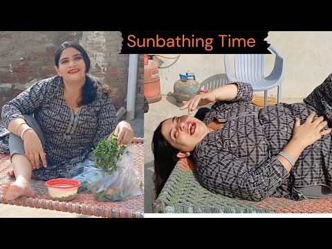 Hair wash & Enjoy sunlight || 4pai per lete lete ki sunbathing 
