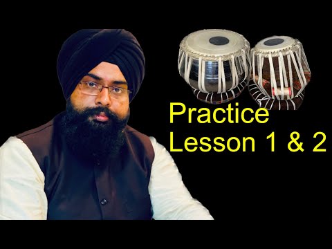 Practice Lesson 1 & 2 Tabla lesson for beginners in Hindi with English subtitles by Rajvinder Singh