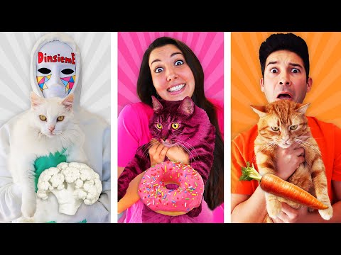 MANGIAMO SOLO CIBO DEL COLORE DEI NOSTRI GATTI PER 24 ORE CONTRO IL DOTTOR TIMOTI!