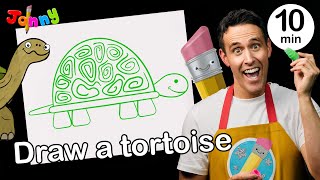 How to draw a slow and steady tortoise 🐢 with Jonny | Easy Step-by-Step Drawing for Kids!