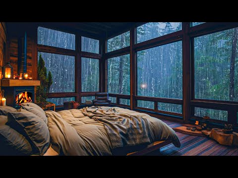 Regengeräusche und Donner vor dem Fenster im Nebligen Wald - Regen zum Schlafen und Entspannen