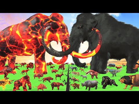 Prehistoric Lava Mammals vs Shadow Itself Size Comparison Epic Battle Animal Revolt Battle Simulator