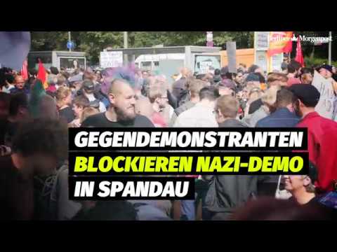 Neonazi-Demo in Spandau von Gegendemonstranten blockiert