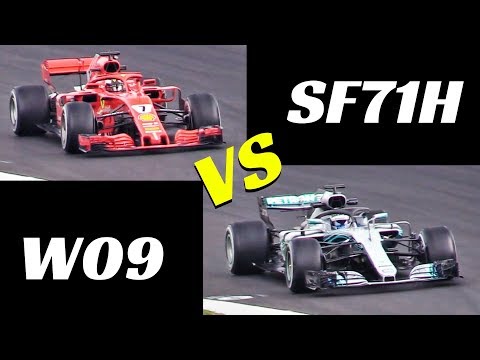 2018 Ferrari SF71H vs Mercedes W09 - Comparison on track - Formula 1 Pre-Season Test, Spain Montmelò