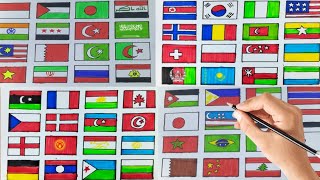 World 🌎 64 Countries Flag drawing 😱 Flag drawing easy tutorial/Step by step