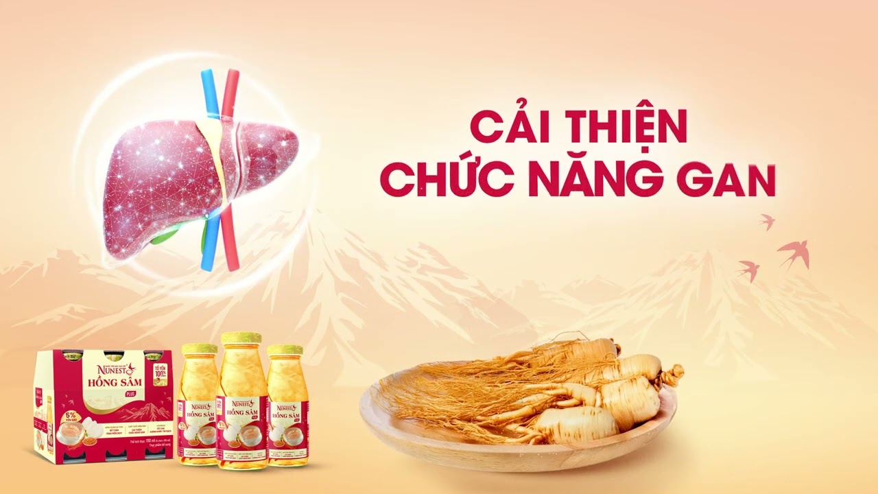Nước Yến Sào Cao Cấp Nunest Hồng Sâm Với Tổ Yến 100% Tự Nhiên