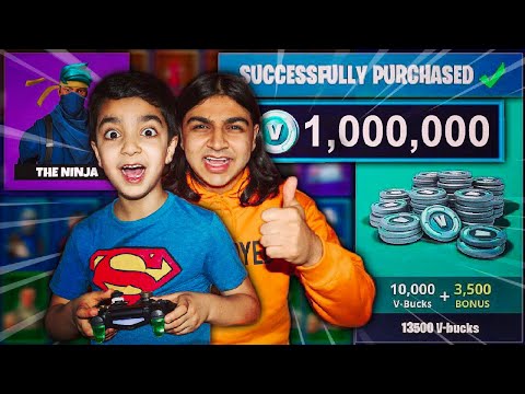 surprising my 5 year old little brother with fortnite v bucks little brother gets 10000 v bucks - fortnite v bucks 10 000