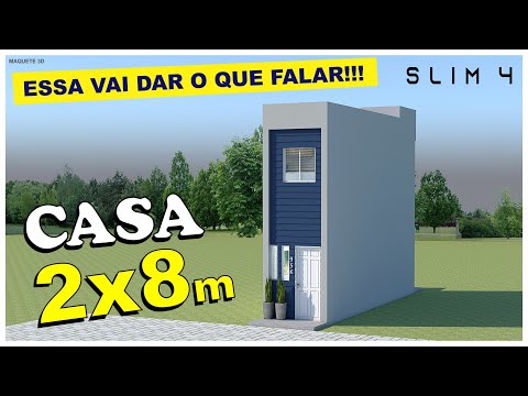 Projeto de Casa Pequena 2x8 metros - Casa popular/pequena e de baixo custo/ Solução de moradia