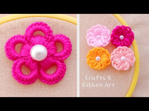 2 Superb Flower Craft Ideas with Wool - Hand Embroidery Amazing Trick - DIY Woolen Flowers
