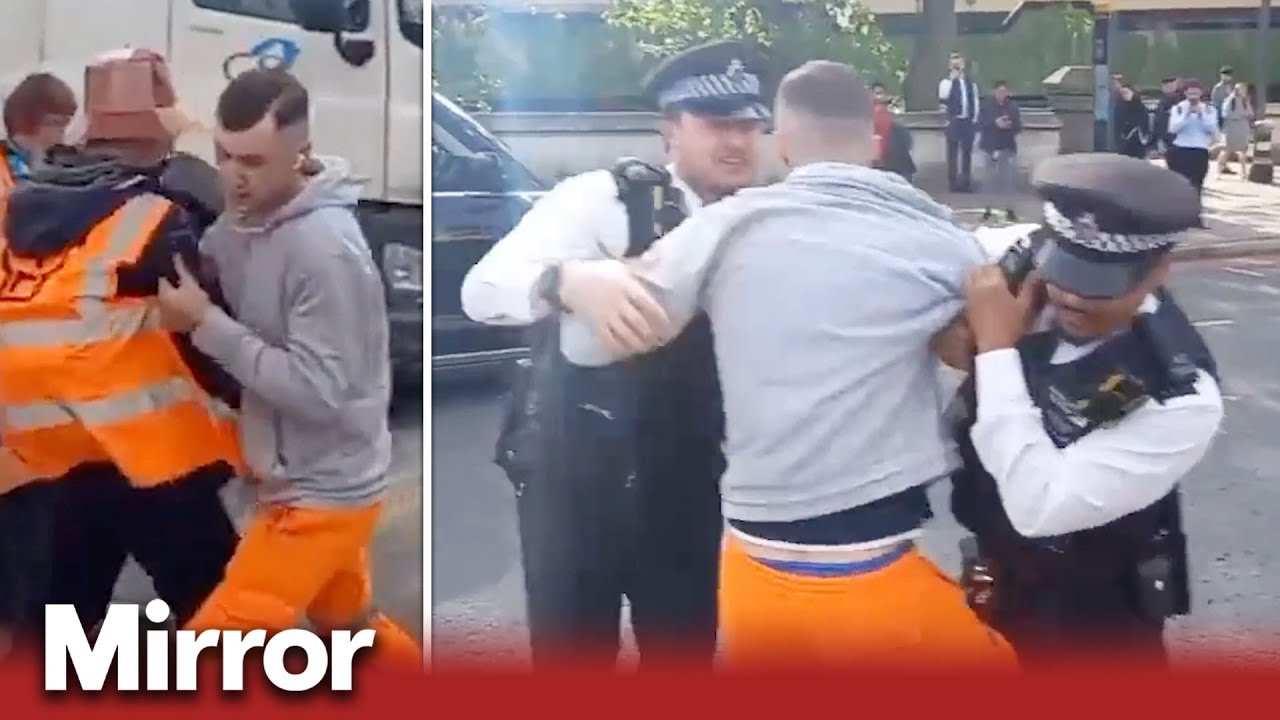 Man handcuffed after interfering with protest
