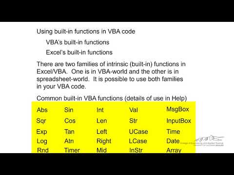 VBA Syntax and Built-In Functions