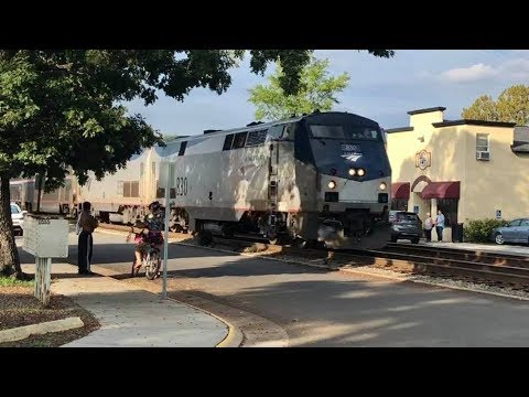 Americas Longest Passenger Train, Street Running!  Amtrak Auto Train In Ashland Virginia On CSX Main