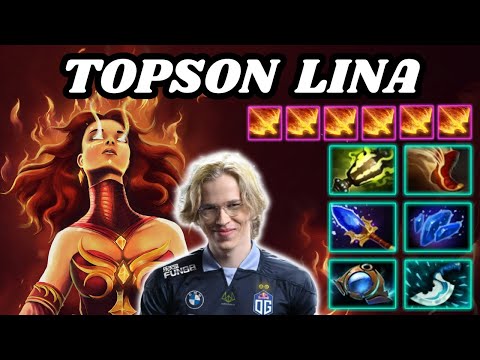 🔥 TOPSON Lina Midlane Highlights 7.34c 🔥 Magic Build By Topson - Dota 2