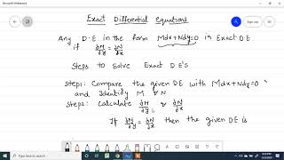 Method To solve Exact Differential Equation(DE)