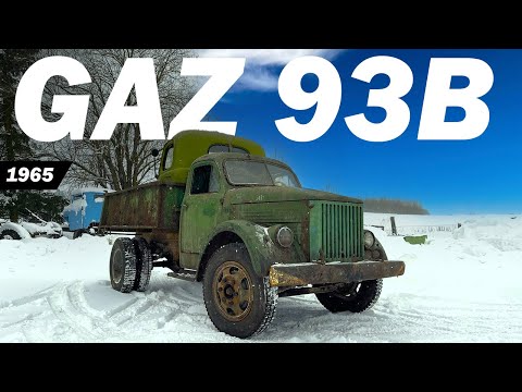 Old Soviet Dump Truck START & DRIVE in Winter - GAZ 93B (1965)