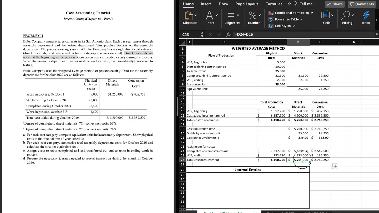 Tutorial CA - Process Costing Part 1 - Week 6