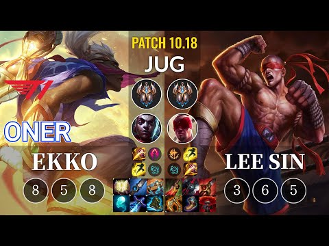 T1 Oner Ekko vs Lee Sin Jungle - KR Patch 10.18