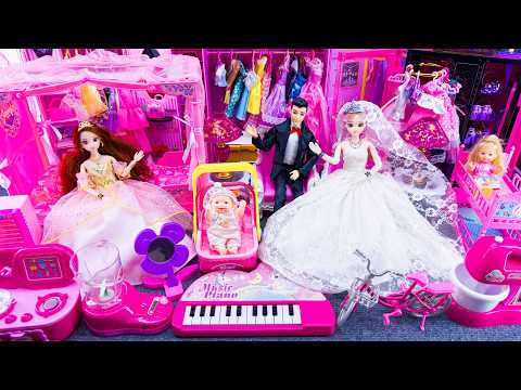 23 Minutes Satisfying Unboxing Barbie Princess Wedding Bedroom Toys, Wardrobe & Kitchen Toys Review