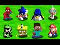 80 Characters Falling Down In Super Mario 64