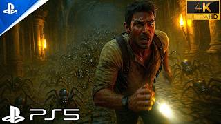 (PS5) Escape from Giant Spiders - Ultra realistic Graphics | Uncharted 3 Remastered 4K 60FPS