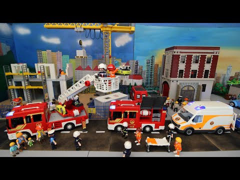 Playmobil Familie Rauter - Unfall auf der Baustelle - Feuerwehr, Rettung - Kinderfilm
