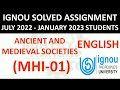 MHI 01 ENGLISH ANCIENT AND MEDIEVAL SOCIETIES IGNOU SOLVED ASSIGNMENT 2022 2023 JULY 22 JAN 23