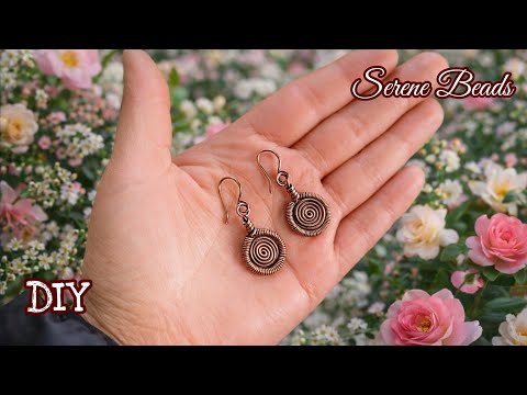 Wire wrapped spiral earrings | Wire earrings tutorial step by step