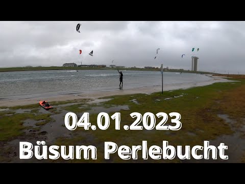 Clip 1- Büsum Perlebucht Ankiten 2023 - 04.01.2023 Kitesurfen