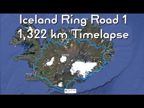 Iceland Ring Road - Route 1 - 1,322 km Timelapse / Drivelapse - 4K60