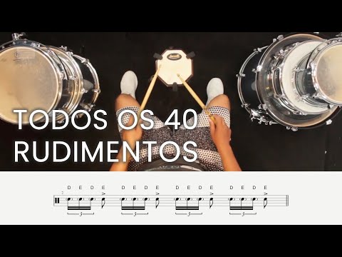 TODOS OS 40 RUDIMENTOS PARA BATERIA COM PARTITURA DE MÚSICA