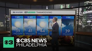 What will the weather be on Thanksgiving in the Philadelphia region