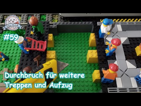 Inu Klötzchen Baustadt Folge 59 Durchbruch für weitere Treppen und Aufzug #lego #legocity #monorail