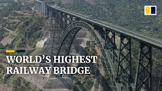 World’s highest single-arch railway bridge nearly ready in Indian-administered Kashmir
